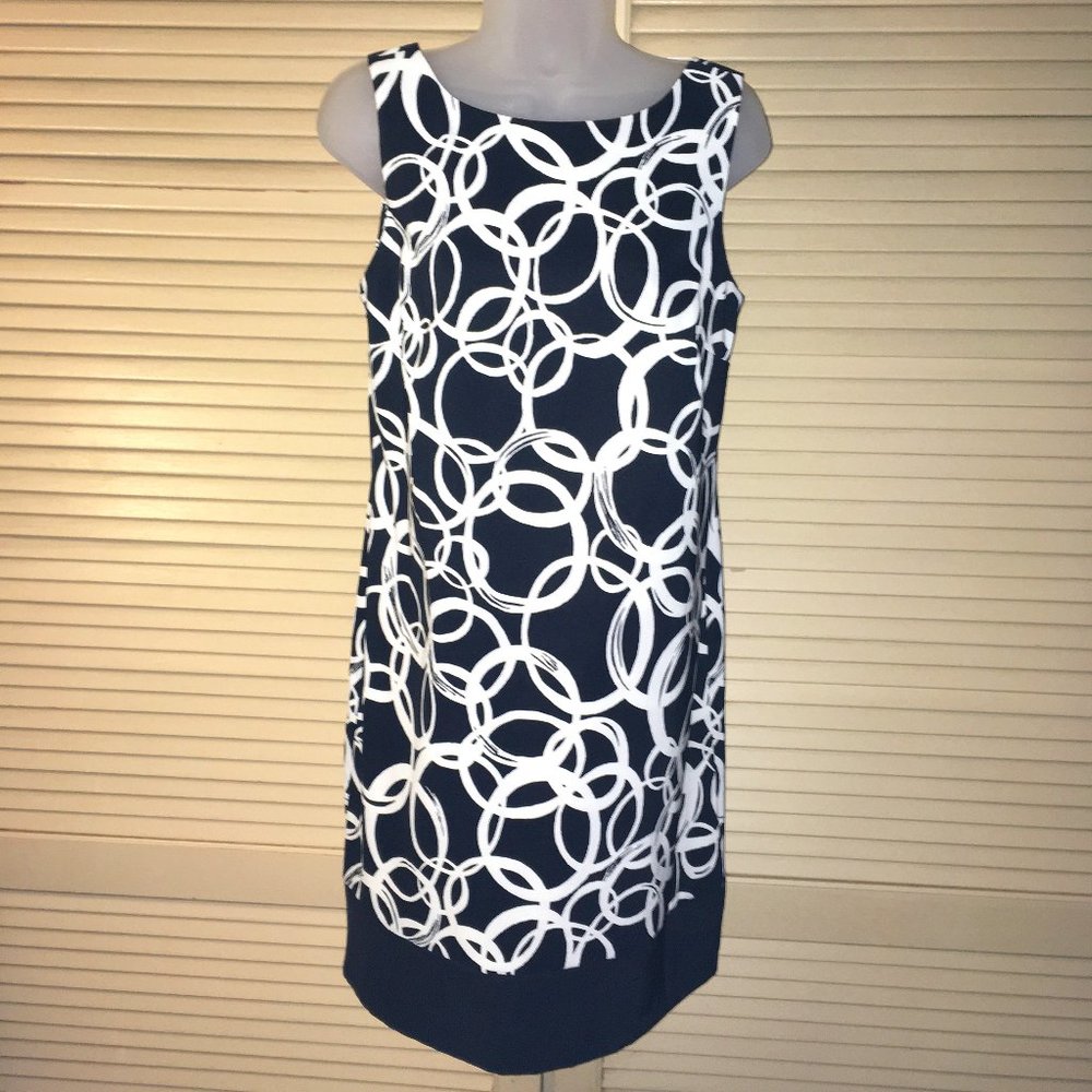 AGB Bold Black & White Geometric Print Sheath Dress 8